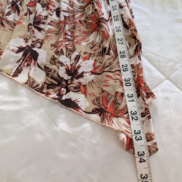 CATHERINES Blouse Plus 1X Multicolor Floral Lace 3/4 Bell‎ Sleeve Shark Bite Hem - Picture 14 of 14